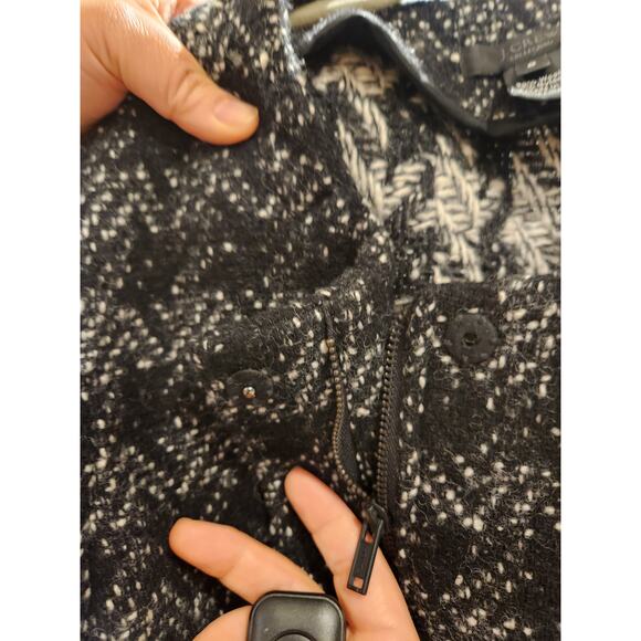 J.Crew Collection Wool Tweed Zip‎ Jacket Black White Size 8 Classic Chic - Picture 5 of 8